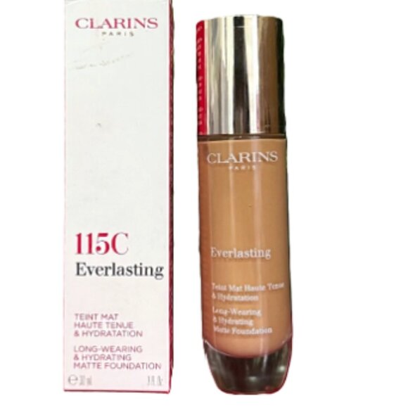 Clarins Everlasting Long Wearing Hydrating Matte Foundation*~115C COGNAC 1oz NIB - Picture 2 of 9
